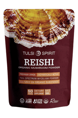 ריישי | אבקת תפטיר פטריות אורגניות | 100 גרם | טולסי ספיריט TULSI SPIRIT פוקה | PUKKA