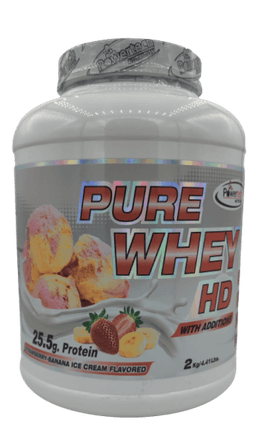 אבקת חלבון | בטעם גלידת תות בננה | 2 קג | פאוורטק | Powertech