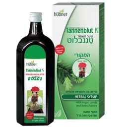 טננבלוט | סירופ עם תמציות צמחים | מכיל 250 מל | ללא גלוטן | תוסף תזונה | כשר פרווה | הובנר טננבלוט | Hubner Tannenblut