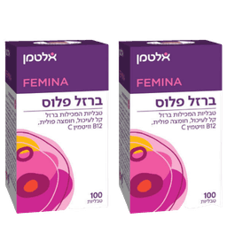 מבצע זוגי | אלטמן | ברזל פלוס | 200 טבליות | FEMINA | Vegan Friendly | ללא גלוטן | IRON PLUS | כשר פרווה | בנוסף מכיל גם חומצה פולית B12 וויטמין C | אלטמן | ALTMAN