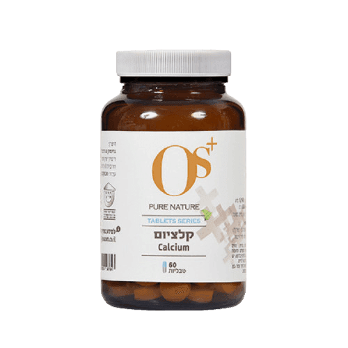 אוס | קלציום | מכיל 60 טבליות | סידן ללעיסה | Calcium | משקל טבליה 1140 מג | תוסף תזונה | בטעם פירותי | OS PURE NATURE | אוס טבע טהור