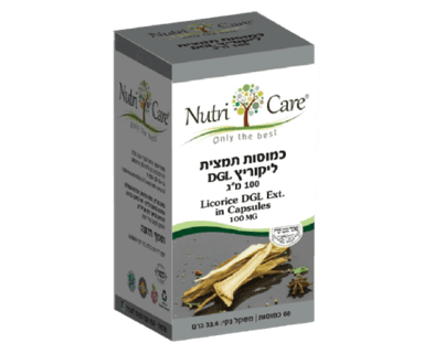 תמצית שורש ליקוריץ DGL | תוסף תזונה | מכיל 60 כמוסות | נוטרי קר | Nutri Care
