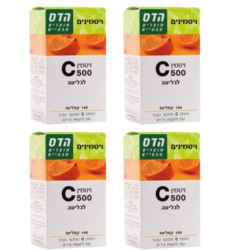 ויטמין C-500 לבליעה | בתוספת פקעות ורדים | 400 טבליות | מבצע רביעייה | פלוריש הדס | Floris Hadas