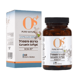 כורכום סופטגל | מכיל 60 כמוסות | כשר מטעם בדץ | תוסף תזונה | ניתן למחזר | כשר | OS PURE NATURE | אוס טבע טהור