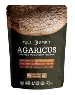 אגריקוס | אבקת תפטיר פטריות אורגניות | 100 גרם | טולסי ספיריט TULSI SPIRIT פוקה | PUKKA