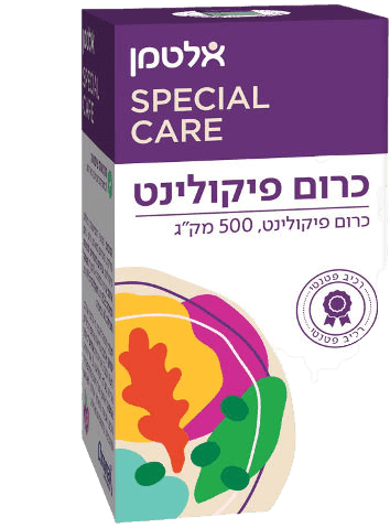 כרום פיקולינט | במינון של 500 מקג | מכיל 60 כמוסות | כשר פרווה אלטמן | ALTMAN