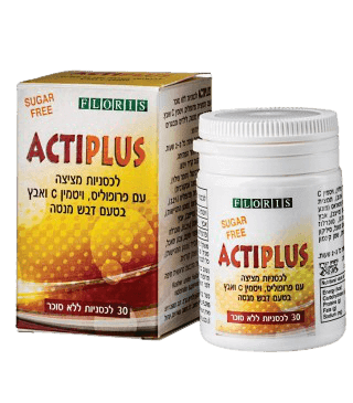 אקטי פלוס הדס | עם ויטמין C ואבץ | מכיל 30 לכסניות מציצה | פלוריש הדס | Floris Hadas