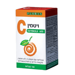 ויטמין סי | 600 מג | לא חומצי | 100 טבליות פלוריש הדס | Floris Hadas