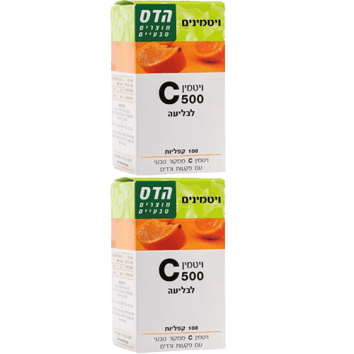 ויטמין C-500 לבליעה | בתוספת פקעות ורדים | 200 טבליות | מבצע זוג | פלוריש הדס | Floris Hadas