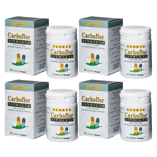 רביעיית קרבופלור | פחם צמחי פעיל |120 כמוסות פלוריש הדס | Floris Hadas