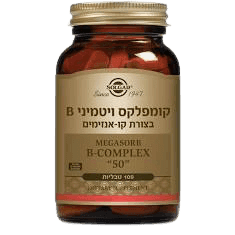 קומפלקס ויטמיני B בצורת קו אנזימים | MEGASORB B-Complex 50 | מכיל 100 טבליות | ללא רכיבים מן החי | סולגאר | Solgar