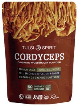קורדיספס | אבקת תפטיר פטריות אורגניות | 100 גרם | טולסי ספיריט TULSI SPIRIT - פוקה | PUKKA