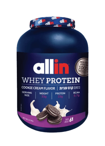 אבקת חלבון ALL IN WHEY | בטעם קרם עוגיות | 61 מנות הגשה | 2013 קג | אול-אין | ALLIN