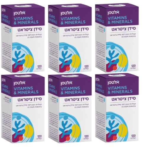 מארז שישייה | סידן ציטראט בתוספת ויטמין D | מכיל 120 קפליות | אלטמן | ALTMAN