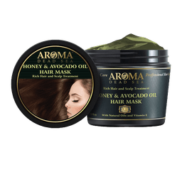 מסכת דבש ושמן אבוקדו | לשיער מקורזל | 500 מל | מועשרת במינרלים מים המלח | ללא פראבנים וללא SLS | ארומה דד סי | Aroma Dead Sea