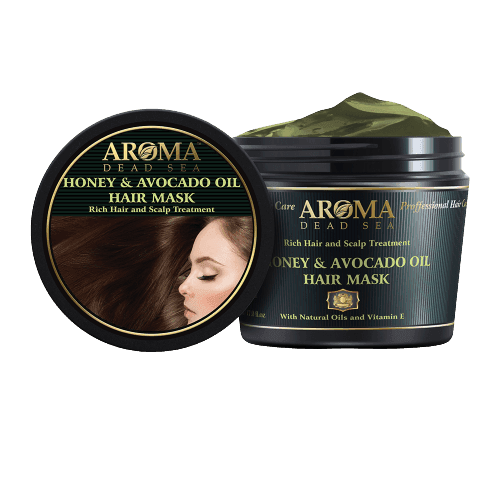 מסכת דבש ושמן אבוקדו | לשיער מקורזל | 500 מל | מועשרת במינרלים מים המלח | ללא פראבנים וללא SLS | ארומה דד סי | Aroma Dead Sea