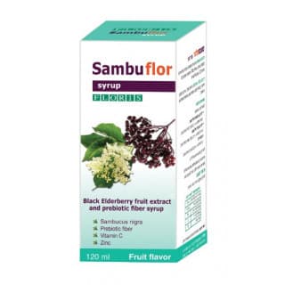 סמבופלור | סירופ | מכיל 120 מל | מכיל ויטמין C אבץ וסיבים פרהביוטיים | פלוריש הדס | Floris Hadas