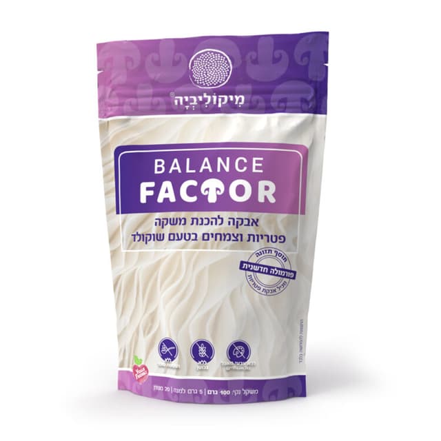 באלאנס פקטור אבקה להכנת משקה פטריות וצמחים בטעם שוקולד