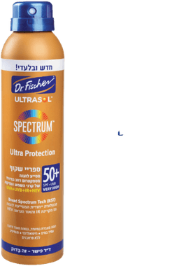 אולטרסול | ספקטרום ספריי רציף | שקוף | להגנה גבוהה | 50 SPF | מכיל 200 מל דר פישר | Dr Fischer