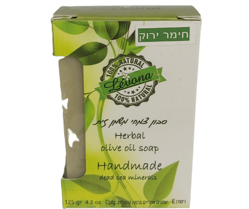 סבון צמחי | משמן זית | עשיר בלחות | מעושר בויטמין E | פלוס שמנים אתריים | חימר ירוק | לבנה | Levana