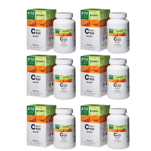 ויטמין C-500 ללעיסה | התוספת פקעות ורדים | 360 טבליות ללעיסה | מבצע שישייה | פלוריש הדס | Floris Hadas