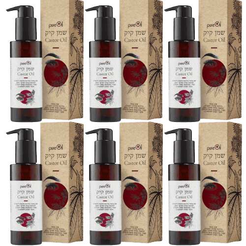 מארז שישייה | שמן קיק | לטיפוח גבות ושיער ראש | שמן טהור | מכיל 100 מל | מבית פיור אויל