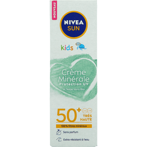 Nivea sun | קרם הגנה לפנים לילדים | עם מקדם הגנה SPF50 | על בסיס מינרלים עם אלוורה אורגנית |