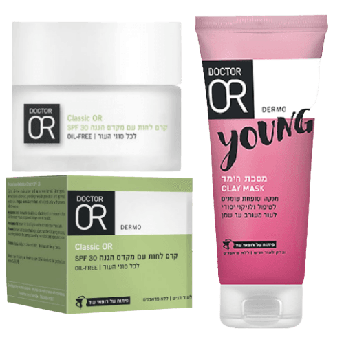 דוקטור עור | קרם לחות עם מקדם הגנה | פלוס | מסכת חימר לעור מעורב עד שמן | מבצע מארז | מבית דר עור דר עור | Doctor Or