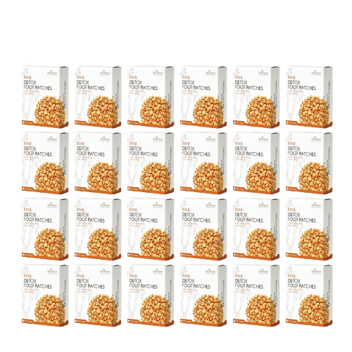 מארז עשרים וארבע | גולד דיטוקס פווט פאטצס | Gold DETOX FOOT PATCHES | פדים לניקוי רעלים | מהדורת הזהב | 100 אורגני | מכיל תערובת של צמחים ביו גרין | Bio Green