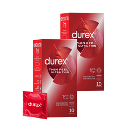 זוג קונדומים דורקס Thin Feel - Ultra Thin | מכיל 20 יחידות סהכ | דורקס | Durex