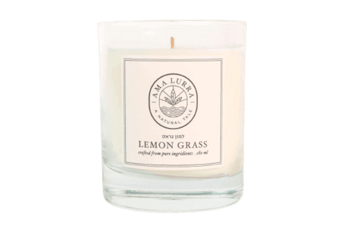 נר שמן למון גראס | שעוות צמחיות | ללא פרפין | בריח חמצמץ לימוני אמה לורה | Ama lurra