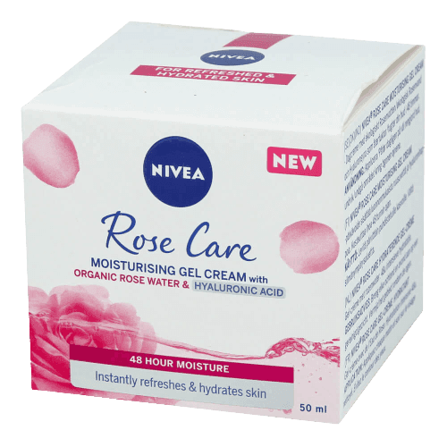 קרם לחות לפנים במרקם גל | רוז קר | מכיל 50 מל | Rose Care Moisturising Gel Cream | ניוואה | NIVEA