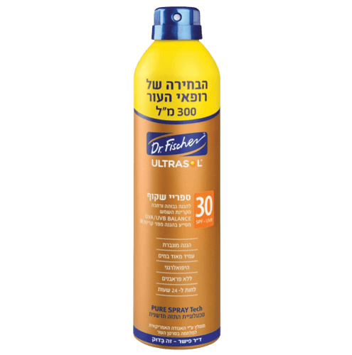 אולטרסול | ספריי שקוף להגנה מהשמש 30SPF | מכיל 300 מל | דר פישר | Dr Fischer