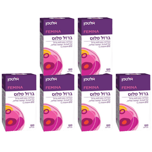 מבצע שישיה | אלטמן | ברזל פלוס | 600 טבליות | FEMINA | Vegan Friendly | ללא גלוטן | IRON PLUS | כשר פרווה | בנוסף מכיל גם חומצה פולית B12 וויטמין C | אלטמן | ALTMAN
