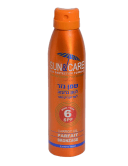 סאן קאר | שמן גזר | לעור מבריק וזוהר | מעושר בויטמין E | מכיל 200מ"ל | 30SPF | ספריי הגנה Sun & Care