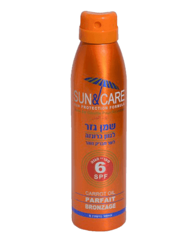 סאן קאר | שמן גזר | לעור מבריק וזוהר | מעושר בויטמין E | מכיל 200מל | 30SPF | ספריי הגנה Sun Care