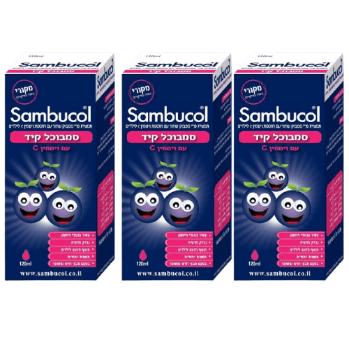 סמבוכל קיד | עם ויטמין C | סירופ על בסיס גלוקוז | מבצע שלישיה | מכיל 360 מל |