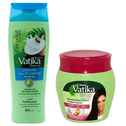 מארז זוגי | מסכת שיער בתוספת דבש ביצים ושמן קיק מסכה איכותית מבית וטיקה | שמפו איכותי מכיל 400 מל בתוספת קוקוס חינה ושמן קיק | וטיקה | Vatika