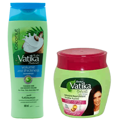 מארז זוגי | מסכת שיער בתוספת דבש ביצים ושמן קיק מסכה איכותית מבית וטיקה | שמפו איכותי מכיל 400 מל בתוספת קוקוס חינה ושמן קיק | וטיקה | Vatika