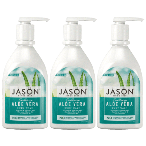מבצע שלישיה | גייסון סבון גוף אלוורה מרגיע | מכיל 887 מל | סבון גוף המנקה בעדינות מרגיע עור מגורה ומעשיר אותו בלחות | JASON גייסון | JASON