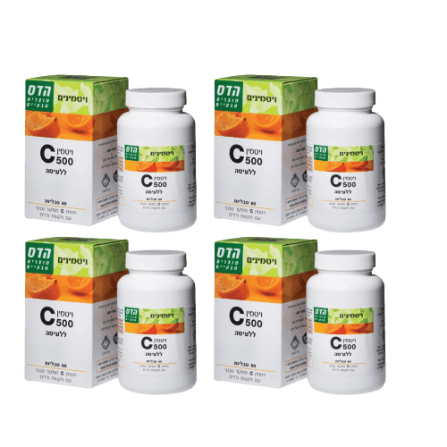 ויטמין C-500 ללעיסה | התוספת פקעות ורדים | 240 טבליות ללעיסה | מבצע רביעייה | פלוריש הדס | Floris Hadas
