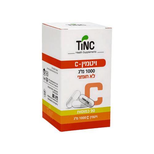 ויטמין C | לא חומצי | 1000 מג | מכיל 90 כמוסות | תוסף תזונה | טינקטורה טק | Tinctura Tech