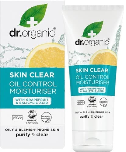 שמן לחות לפנים | לשליטה בשמנוניות וברק | לעור שמן | מכיל חומצה סליצילית | טבעוני | מכיל 50 מל דר אורגניק | Dr organic