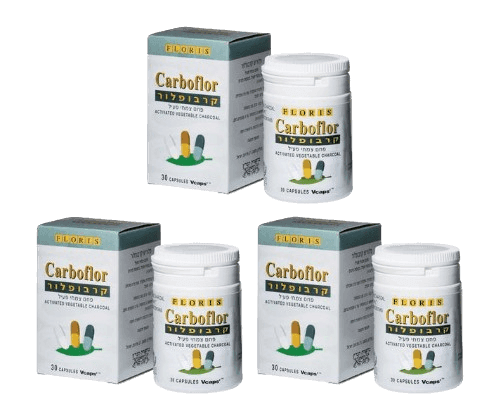 שלישיית קרבופלור | פחם צמחי פעיל | 90 כמוסות | פלוריש הדס | Floris Hadas