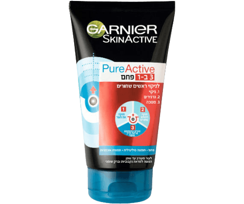 PURE ACTIVE 3 ב-1 פחם - 150 מל - GARNIER גרנייה גרנייה | Garnier