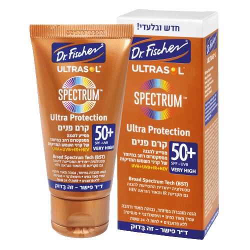 קרם פנים | להגנה מהשמש | ספקטרום | SPF50 | אולטרסול | מכיל 50 מל | דר פישר | Dr Fischer