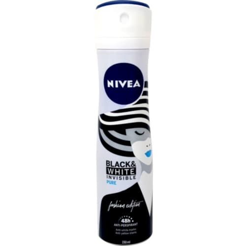 דאודורנט ספריי אנטי פרספירנט שקוף - 150 מל - BLACK WHITE ניוואה | NIVEA