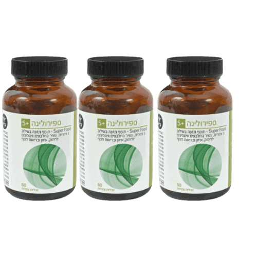מבצע שלישיה | ספירולינה 5 פלוס | סהכ 180 טבליות | 65 חלבון מלא | ברא צמחים | BARA