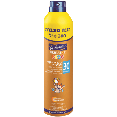 אולטרסול | ספריי הגנה מהשמש שקוף לילדים | 30 SPF | מכיל 300 מל | דר פישר | Dr Fischer