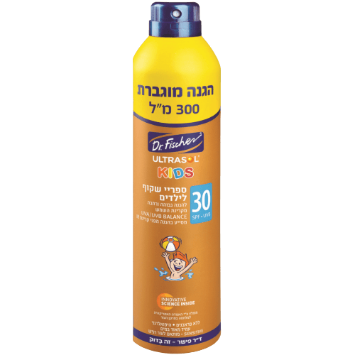 אולטרסול | ספריי הגנה מהשמש שקוף לילדים | 30 SPF | מכיל 300 מל | דר פישר | Dr Fischer